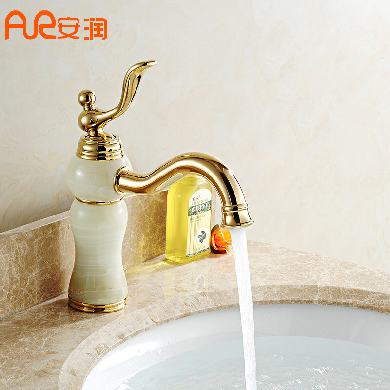 安潤 單孔冷熱水龍頭銅歐式浴室洗臉盆水嘴衛(wèi)生間水暖潔具 A6